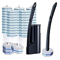 Disposable Toilet Brush with 50 Wand Cleaner Refills Pads?Wall Mounted Toilet Bowl Holder Set?Toilet Cleaning System Starter Kit?Bathroom Cleaning System for Sink Bathtub Wash Basin