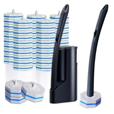 Disposable Toilet Brush with 50 Wand Cleaner Refills Pads?Wall Mounted Toilet Bowl Holder Set?Toilet Cleaning System Starter Kit?Bathroom Cleaning System for Sink Bathtub Wash Basin