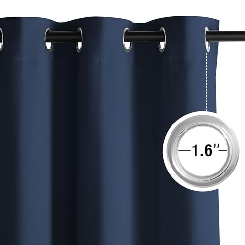 Image of NICETOWN Room Darkening Draperies Curtains Panels, 2 Panels Navy Blue W52 x L84