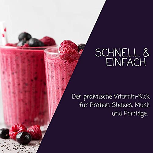 myfruits schwarzes Johannisbeerpulver, 200g, ohne Zusätze, zu 100% aus Johannisbeeren, gefriergetrocknete Früchte und Fruchtpulver für Smoothie, Shakes & Joghurt (200g)