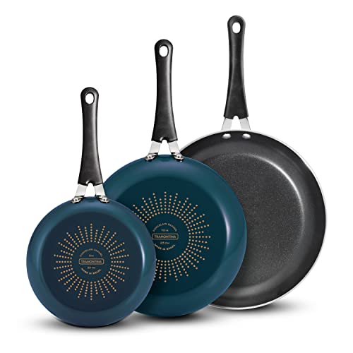 Tramontina Aluminum Navy Blue Fry Pan Set Of 3 #TOP1