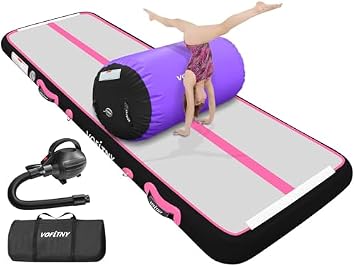 VOFiTNY Inflatable Gymnastics Air Mat Tumble Track with Air Roller for Home/Gym