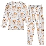 Vozoza Cartoon Cute Animal Hamster Pajama Sets Long Sleeve Top with Pants Cotton Soft Sleepwear 2 Piece Pjs Set, 8 Years Old