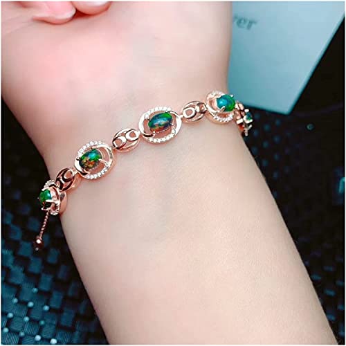 Bracelet en opale noire véritable en argent 925, cadeau idéal