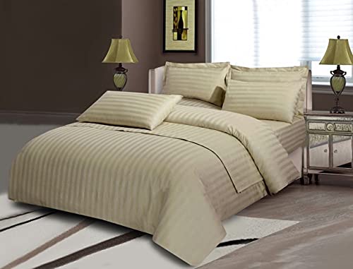 Viceroy Bedding Biscuit 100% Egyptian Cotton, Classic Stripe Duvet Cover, 400 Thread Count (Single, )