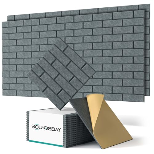 Soundsbay Akustikplatten selbstklebend 18 Stück, Schalldämmung Schallschutz Wand hoher Dichte Ziegeltyp Schallschutzplatten für Akustische Behandlung und Wanddekoration 30x30x0.9cm (Dunkelgrau)
