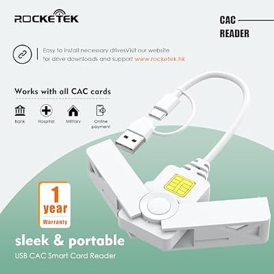 CAC Reader 2 in 1 Type C Dual Connector, DOD Military USB Common Access CAC Card Reader Type C USB Smart Card Reader Compatible with Windows, Mac OS Mini Fold Plug and Play