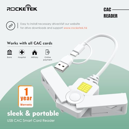 Image of CAC Reader with 2 in 1 USB /Type C Dual Connector, DOD Military USB Common Access CAC Card Reader Type C Smart Card Reader Compatible with Windows, Mac OS Mini Fold Plug and Play