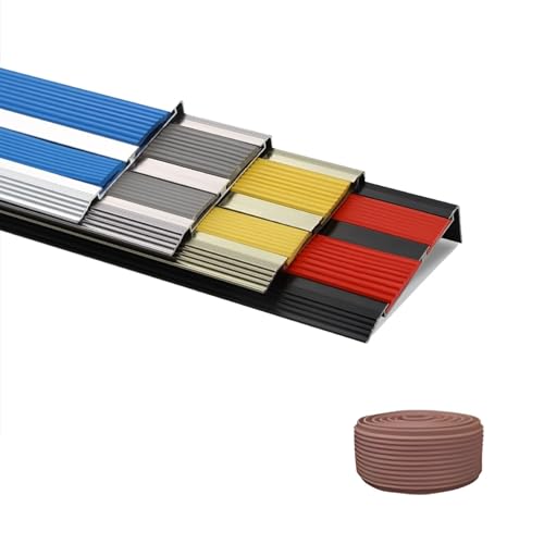 Perfil de Borde de Escalera en Forma de L de Aluminio, Guarnizione per Scale de 100 cm, Antideslizante De Borde Escalonado, Esquina para Cantos, para Interiores y Exteriores(Brown,70x21mm)