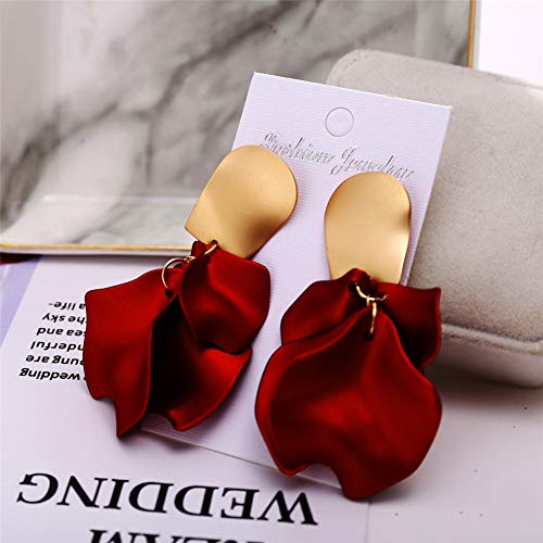 Rose Petal Dangle Earrings for Women Long Drop Floral Tassel Earrings Statement Exaggerated Tiered Flower Earrings for Wedding 7
