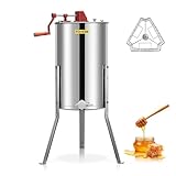 FOHERE 3 Frame Honey Extractor, Food Grade Stainless Steel Manual Beekeeping Extraction...