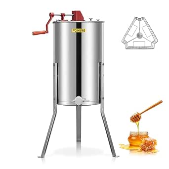 FOHERE 3-Frame Honey Extractor, Food-Grade Stainless Steel Manual Beekeeping Equipment