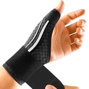 FREETOO Stable et Libre Attelle de Pouce pour Main Droite pour Tendinite, Arthrose, Canal Carpien Rhizarthrose, Pouce à Ressaut, Orthèse Pouce pour Fracture, Luxation pour Homme & Femme (Blanc/Noir M)