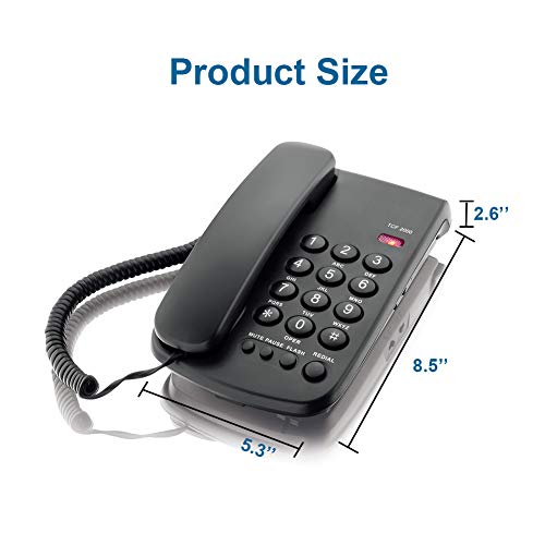 Hepester Landline Phone With Redial & Mute Function, Wall-Mounted Business Corded Phone In Home/Office/Hotel (Black) #TOP5