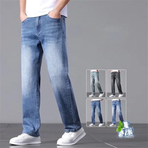 Men's High Cotton Stretch Jeans Loose Straight Leg Slim Fit Soft Comfortable Breathable Casual Pants2