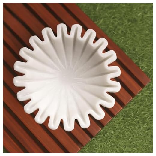 SWADESHI BLESSINGS HandCrafted Marble Ruffle Bowl/Antique Scallop Bowl/Fruit Bowl/Vintage Ring Dish/Decorative Flower Dish/HouseWarming Gift/Wedding Gifts/Urli (7 Inches)