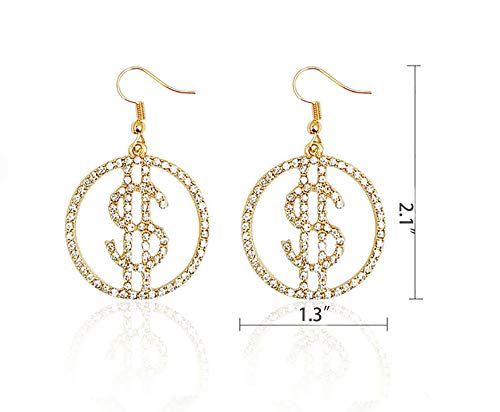 Glitter Crystal Dollar Money Sign Symbol Drop Dangle Fashion Earrings Fashion Cute Pretty Jewelry2