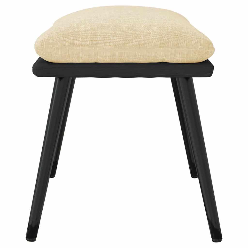 Podnóżek kremowy 45 x 29,5 x 35 cm materiał i sztuczna skóra