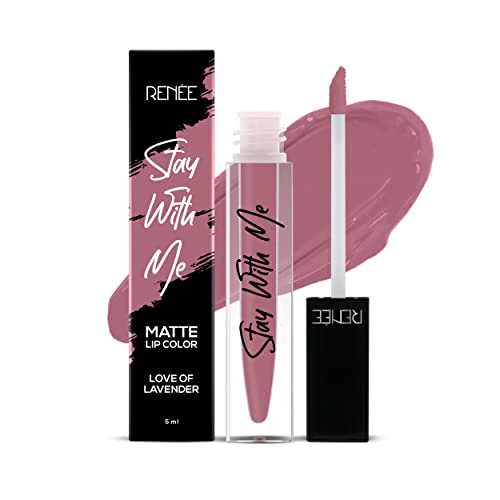 Image of RENEE Stay With Me Matte Lipstick - Love Of Lavender l Transfer Proof, Smudge & Waterproof | Long Stay l Highly Pigmented l Velvety, Matte Finish l Enriched with Vitamin E l Travel Friendly l 5 ml