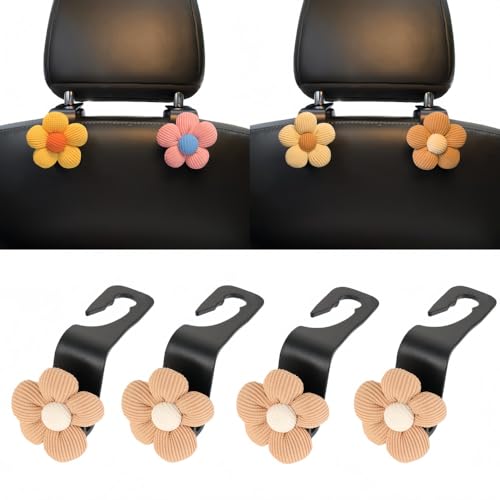 Vyloky 4 ganchos florales para el coche – Pretty Backseat Bag Hanger for Purses & Groceries, ajuste universal, regalo para ahorrar espacio