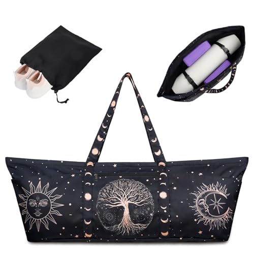 Yoga Mat Bag Large Yoga Mat Carrier with Shoes Compartment and Wet Pocket Pilates Bag with Zipper Pockets and Yoga Mat Holder Strap Fits Most Size Mats Yoga Bags and Carriers Fits All Your Stuff
