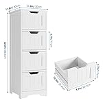 FOTOSOK Bathroom Storage Cabinet, Bathroom Cabinet with 4 Drawers, 11.8” x 11.8” x 32.5” Freestanding Entryway Cupboard Storage Organizer Unit Home Furniture Decor, White - Image 3