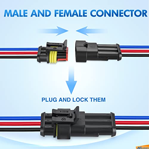 Image of Nilight 10 Pack 3Pin Electrical Wire Connectors Male and Female Plug Socket | Quick Disconnect Waterproof Harness Terminals for Automotive Cars Trucks Motorcycles Scooters