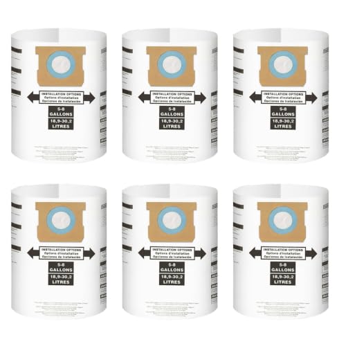 Replacement Filter Bags 5-8 Gallon for Shop Vac Wet/Dry Vacuum 6 Pack