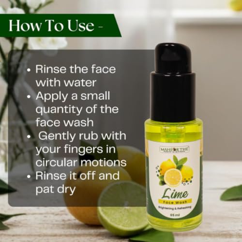 Image of MaheOrthe Lime & Glycerine Gel Face Wash for Oily Skin | Oil Control & Deep Cleansing | Removes Dirt & Excess Oil | Soap Free, Paraben Free Refreshing Cleanser - 65ml. Unisex