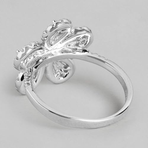 Women's 925 Sterling Silver Dazzling Floral Cubic Zirconia Ring