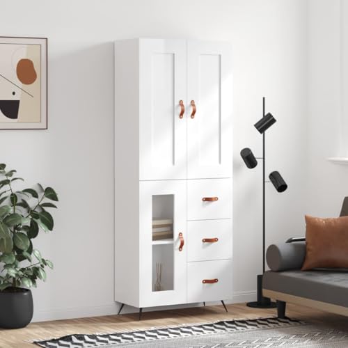 WKIEQACO Highboard Hochglanz Weiß Schrank