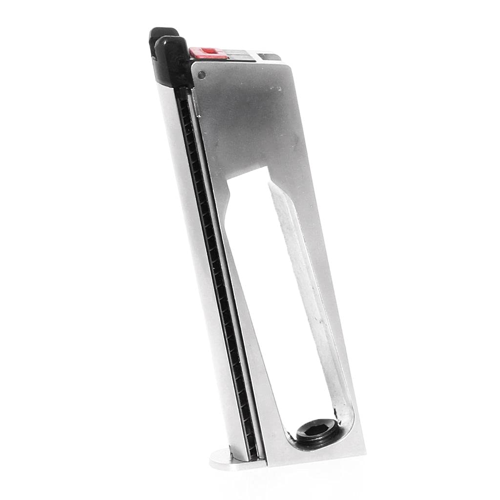 Airsoft Parties Armorer Works AW 16rd Co2 Magazine Chargeur de Co2 pour EMG SAI Red/AW NE Series/WE Single Stack 1911 GBB Pistolet Silver Argent