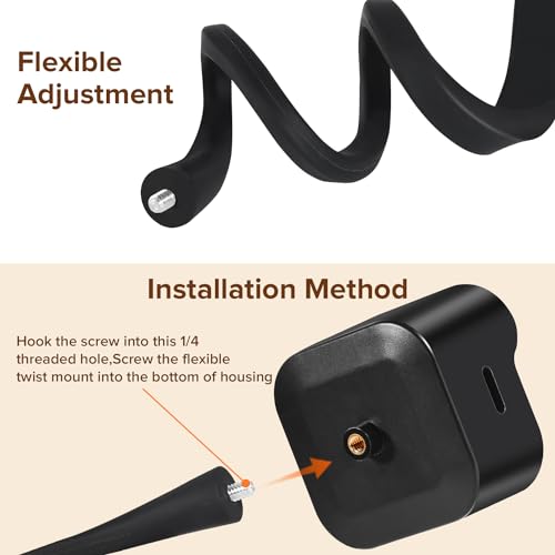 delilyn Flexible Twist Mount for All-New Blink Outdoor 4 (4th Gen) & Blink Outdoor (3rd Gen), Weatherproof Protective Housing with Charging Cutout and Gooseneck Mount for Blink Camera