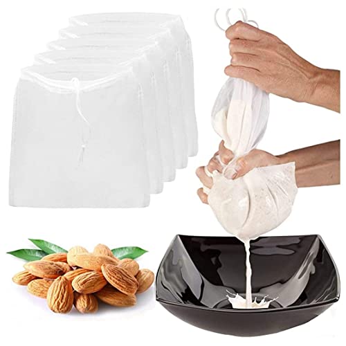 Proteínas, Bolsa De Leche De Nuez De 5 Piezas, Colador De Filtro De Nylon De Malla Fina Reutilizable De 9 'x 12' Colador De Alimentos Multiusos Para Almendras, Leche De...