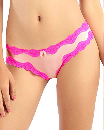 Image of Candyskin Women's Thong Pink Panty Trim Lace Comfort Wear Low Rise