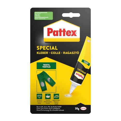 Pattex Colle spéciale textile, tube de 20 g de colle pour une tenue durable lors du collage de différents types de textiles