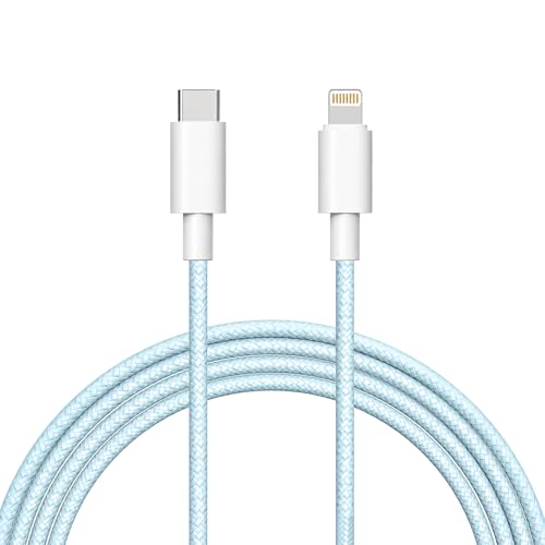 Image of Sounce 27W USB-C to Lightning Nylon Braided Cable 1.2M | PD Fast Charging & 480 Mbps Data Sync | Tangle Free | Compatible with iPhone, iPad, AirPods & iMac | Blue
