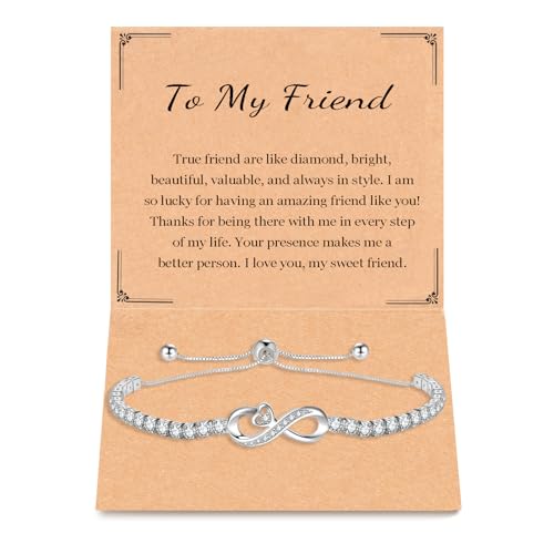 Gift for Best Friends Mom Daughter Girlfriend Wife Grandma Sister Bestie, Infinity Love Heart Bracelets for Birthday Christmas Valentins's Day Mother'