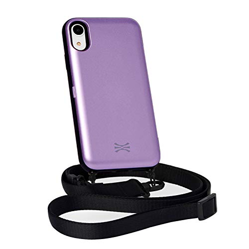 TORU CX Cross iPhone Xr Wallet Case Purple with Hidden Credit Card Holder ID Slot Hard Cover, Crossbody Strap & Mirror for Apple iPhone Xr (2018) - Lavender