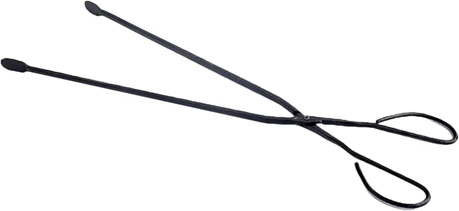 Coal Extended Fire Tongs Campfire Accessories Camping Grey Iron Fireplace Heavy Duty for Fire Pit Bonfire Campfire Outdoor Indoor