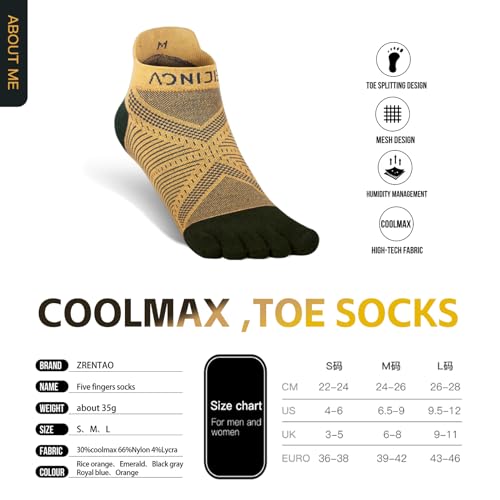 Running Athletic Toe Socks, Cool Quick-Dry Five-Toe Design with Arch Support for Men & Women2