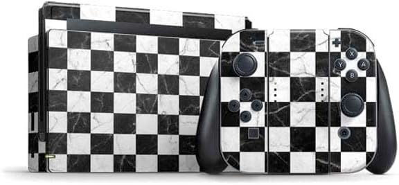 Skinit Decal Gaming Skin Compatible with Nintendo Switch Bundle - Checkered Marble Design