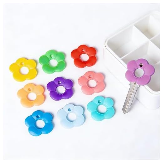 10pcs Colorful Flower Key Covers Set with Labeled Keycaps - Color-Coded Key Protectors for Home and Office Keys, Easy to Install Key Organizers