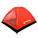 Wakeman 2-Person Tent, Water Resistant Dome Tent for Camping with Removable Rain Fly and Carry Bag, Lost River 2 Person Tent Outdoors (Red/Gray)