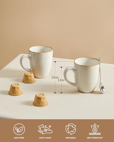 Image of Pokini Coffee Mug 15oz, Coffee Mugs Set of 4, Cups for Latte Tea Cappuccino