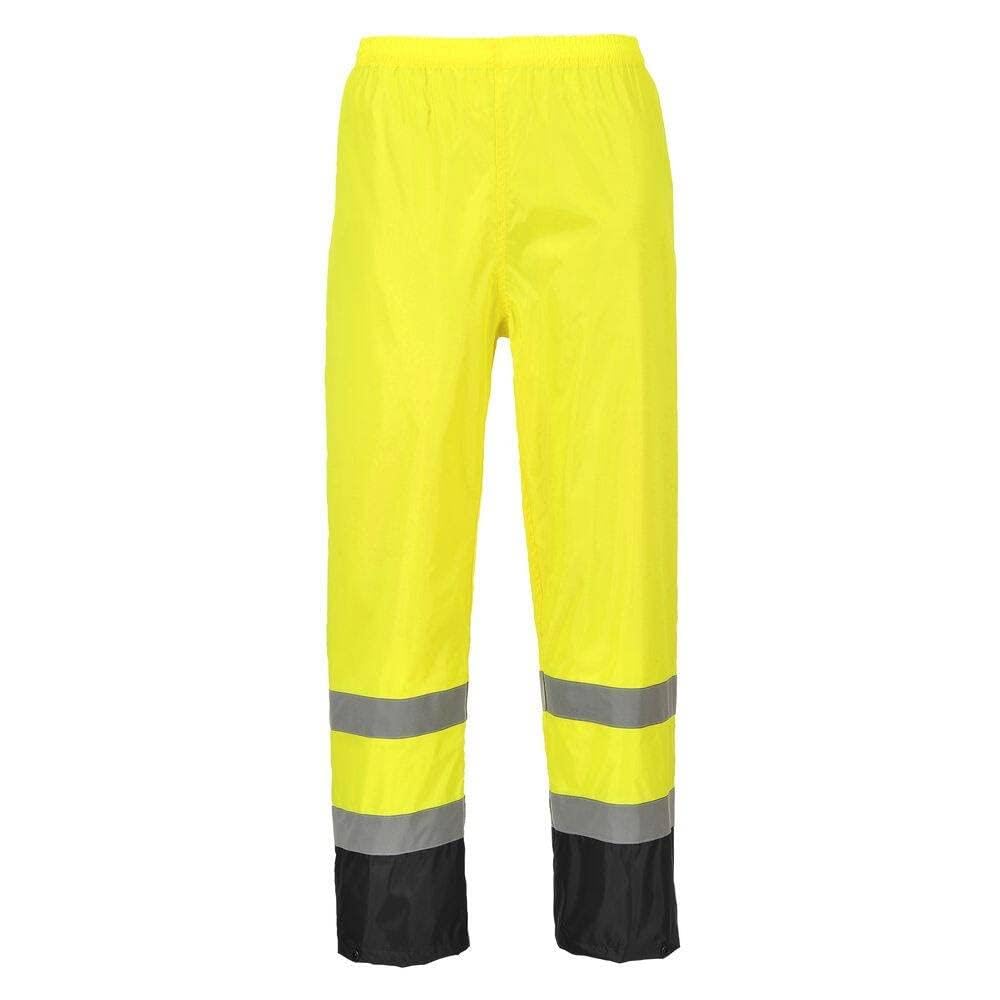 Portwest H444 Klasyczne spodnie przeciwdeszczowe, ostrzegawcze i kontrastowe, Żółty/Czarny, Rozmiar XL