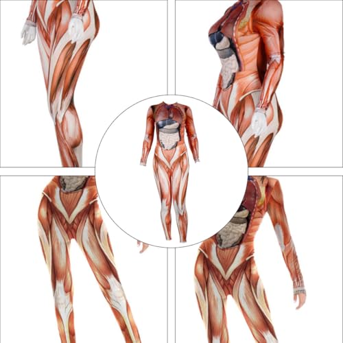 Mono de cosplay de Halloween cómodo de mujer con diseño de cuerpo musculoso 3