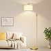 Nintiue Upgraded Modern Arc Dimmable Tall Standing Floor Lamp with Linen Shade, 1200 Lumens LED Bulb Included, for Living & Reading Room, Bedroom, Office & Nursery, Gold