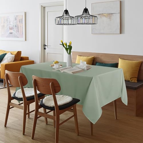 Image of sancua Rectangle Tablecloth - 60 x 102 Inch - Stain and Wrinkle Resistant Washable Polyester Table Cloth, Decorative Fabric Table Cover for Dining Tables, Buffet Parties and Camping, Sage Green
