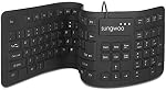 Sungwoo Foldable Silicone Keyboard USB Wired Standard Keyboard Waterproof Rollup Keyboard for PC Notebook Laptop, Full Size (Black)